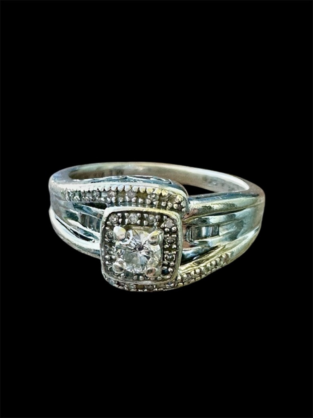 1/4 CTW Diamond Ring in Platinum over .925 Sterling Silver